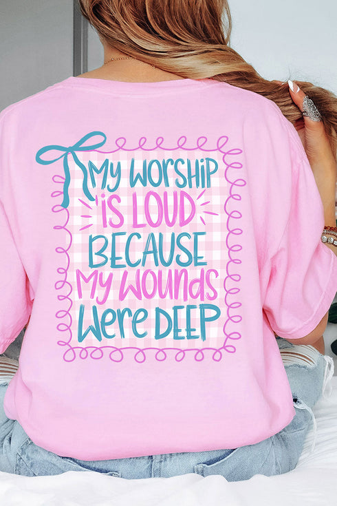 Worship Loud Front & Back Design Comfort Colors Adult Ring-Spun Cotton Tee