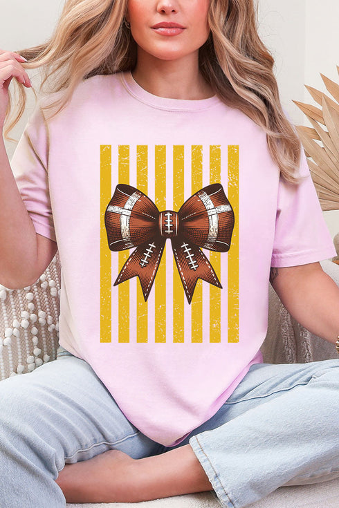 Yellow Gold Varsity Bow Comfort Colors Adult Ring-Spun Cotton Tee