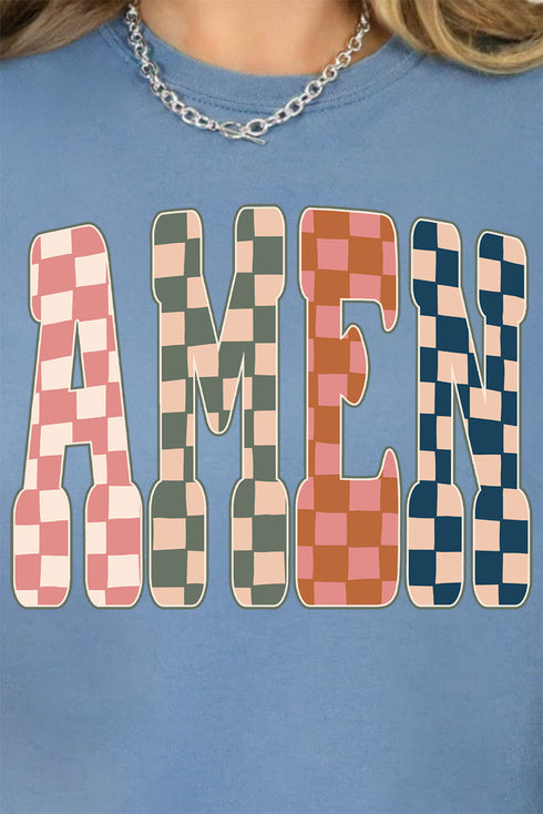 Checkered Amen Comfort Colors Adult Ring-Spun Cotton Tee
