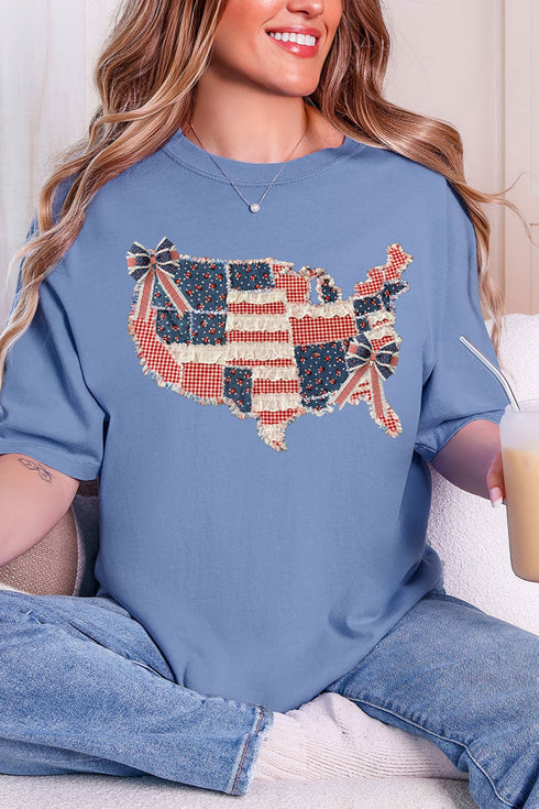 Faux Patchwork USA Map Comfort Colors Adult Ring-Spun Cotton Tee