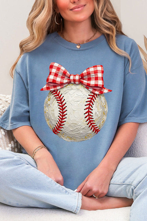 Painted Baseball Bow Comfort Colors Adult Ring-Spun Cotton Tee