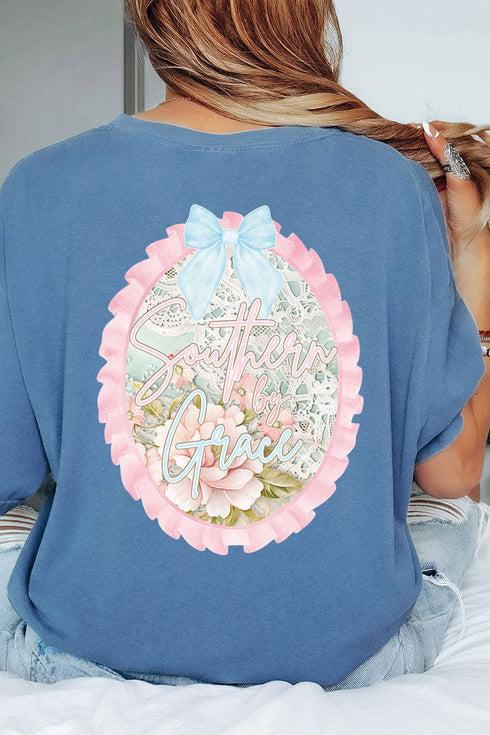 Southern By Grace Ruffle Front & Back Comfort Colors Adult Ring-Spun Cotton Tee