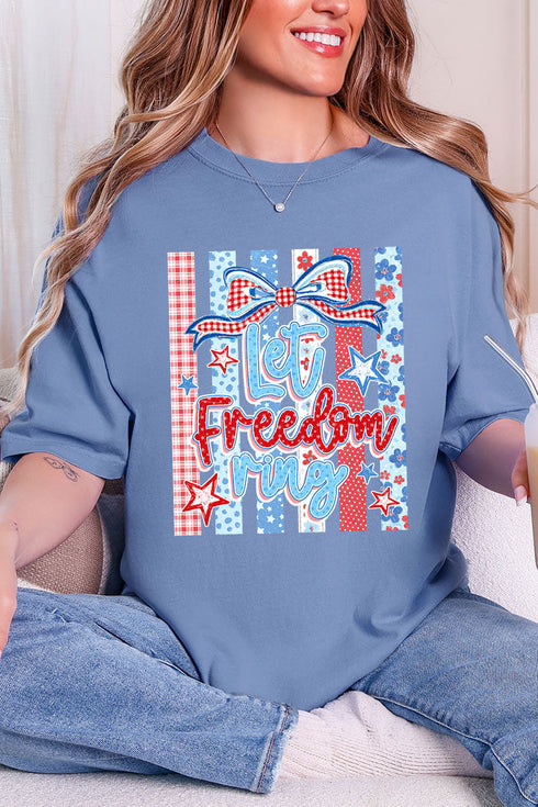 Striped Coquette Let Freedom Ring Comfort Colors Adult Ring-Spun Cotton Tee