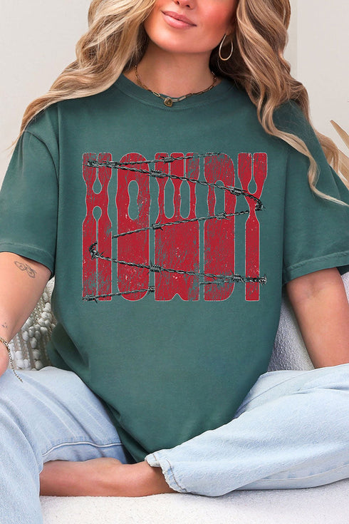 Barbed Wire Howdy Comfort Colors Adult Ring-Spun Cotton Tee