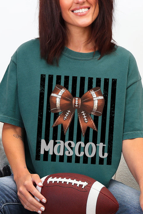 Personalized Black Varsity Bow Comfort Colors Adult Ring-Spun Cotton Tee *Enter Mascot Name