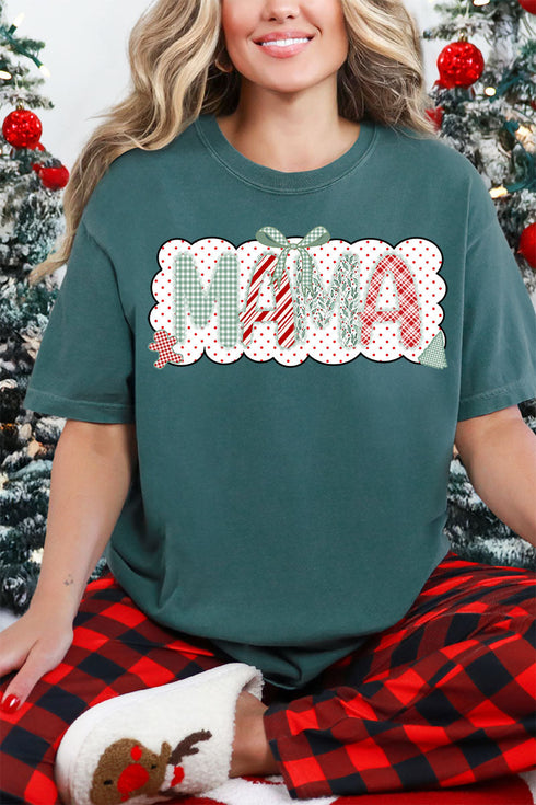 Green And Gingham Christmas Custom Name Comfort Colors Adult Ring-Spun Cotton Tee *Personalize Your Name