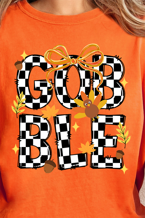 Checkered Gobble Coquette Comfort Colors Adult Ring-Spun Cotton Tee