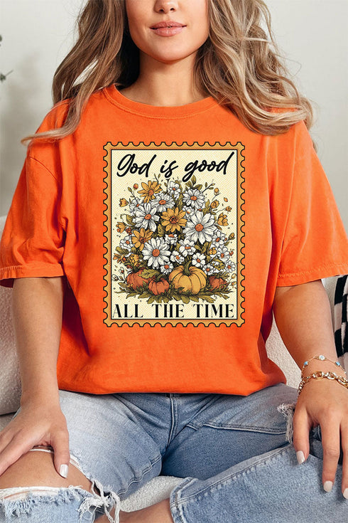 God Is Good Stamp Comfort Colors Adult Ring-Spun Cotton Tee