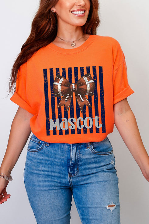 Personalized Navy Varsity Bow Comfort Colors Adult Ring-Spun Cotton Tee *Enter Mascot Name