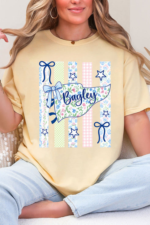Personalized Floral Pennant Banner Comfort Colors Adult Ring-Spun Cotton Tee