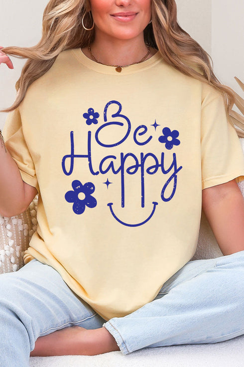 Flower Be Happy Comfort Colors Adult Ring-Spun Cotton Tee