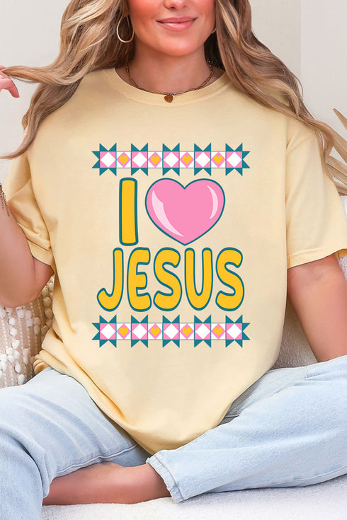 Folk Faith: I Love Jesus Comfort Colors Adult Ring-Spun Cotton Tee