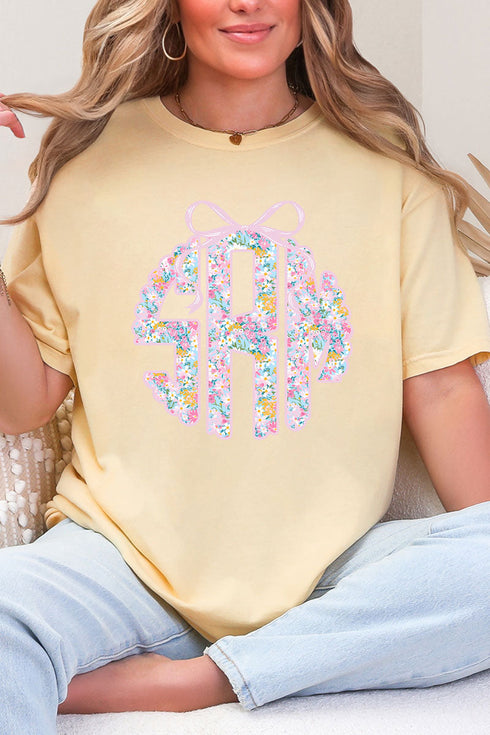 Garden Party Monogram Comfort Colors Adult Ring-Spun Cotton Tee
