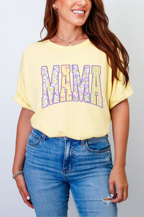 Personalized Purple Scalloped Mom Name Comfort Colors Adult Ring-Spun Cotton Tee