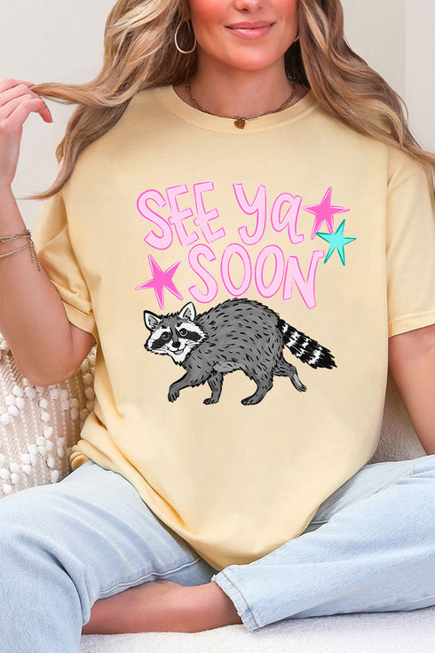 See You Soon Raccoon Full Front & Back Design Comfort Colors Adult Ring-Spun Cotton Tee