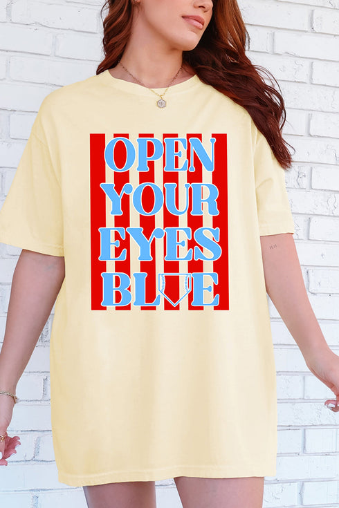 Open Your Eyes Blue Comfort Colors Adult Ring-Spun Cotton Tee