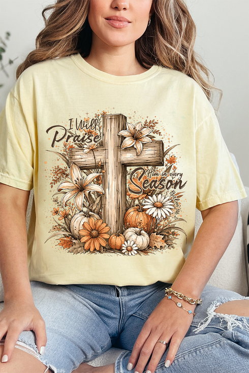 Harvest Praise Cross Comfort Colors Adult Ring-Spun Cotton Tee