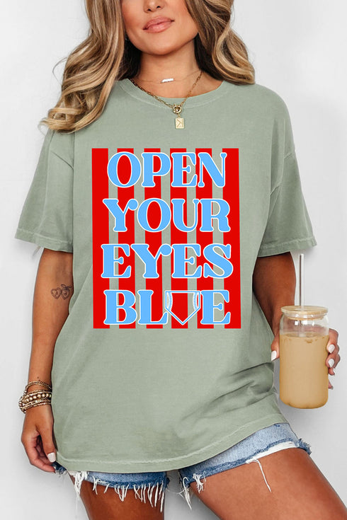 Open Your Eyes Blue Comfort Colors Adult Ring-Spun Cotton Tee