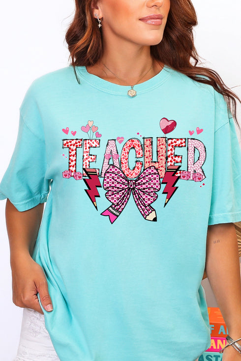 Bow Teacher Doodle Comfort Colors Adult Ring-Spun Cotton Tee