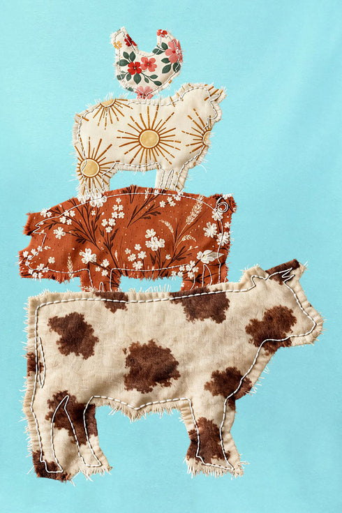 Faux Patchwork Farm Animals Comfort Colors Adult Ring-Spun Cotton Tee