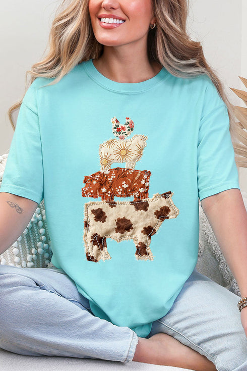 Faux Patchwork Farm Animals Comfort Colors Adult Ring-Spun Cotton Tee