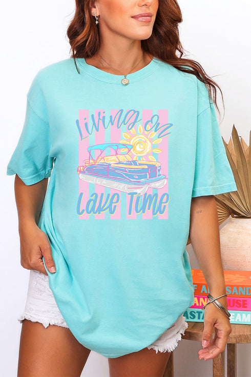 Living On Lake Time Comfort Colors Adult Ring-Spun Cotton Tee