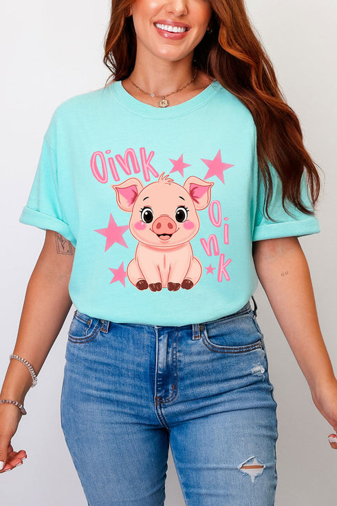 Oink Oink Shake Full Front & Back Design Comfort Colors Adult Ring-Spun Cotton Tee