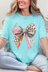 Pastel Leopard Bow Comfort Colors Adult Ring-Spun Cotton Tee