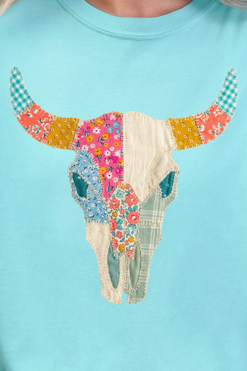 Patchwork Steer Head Comfort Colors Adult Ring-Spun Cotton Tee
