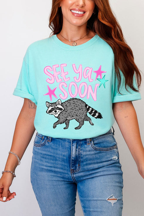 See You Soon Raccoon Full Front & Back Design Comfort Colors Adult Ring-Spun Cotton Tee