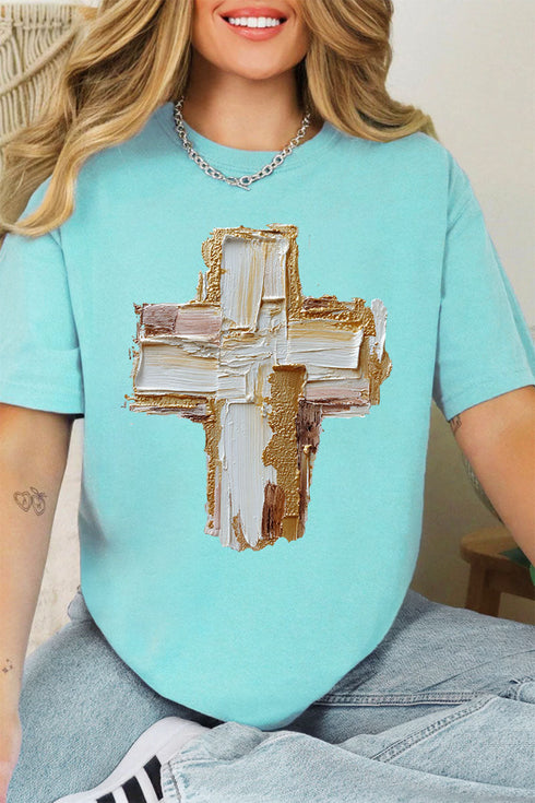 The Painted Gilded Cross Comfort Colors Adult Ring-Spun Cotton Tee