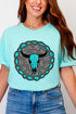 Turquoise Steer Stone Comfort Colors Adult Ring-Spun Cotton Tee