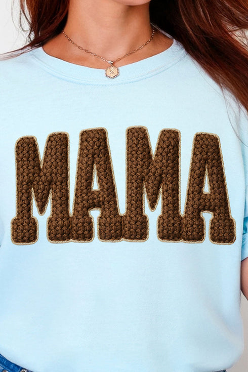 Brown Faux Threaded Mama Comfort Colors Adult Ring-Spun Cotton Tee