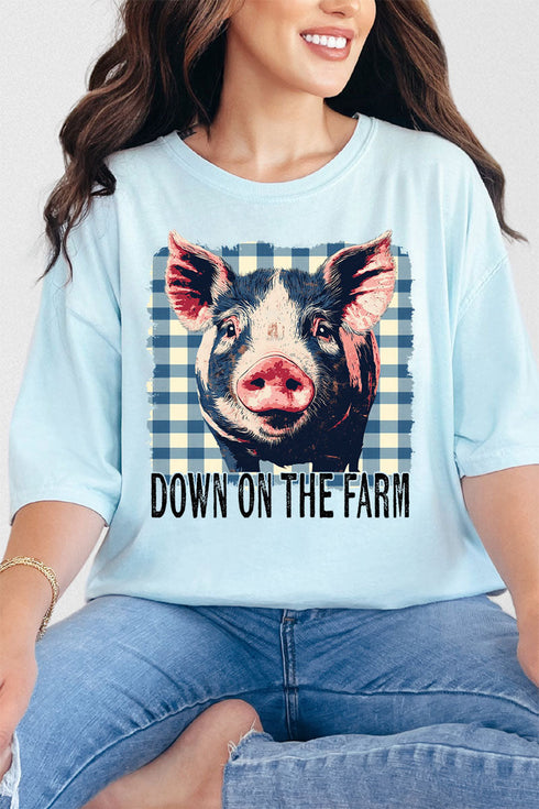 Down On The Farm Pig Comfort Colors Adult Ring-Spun Cotton Tee
