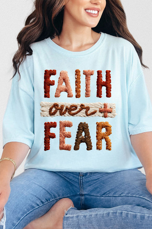 Faux Yarn Faith Over Fear Comfort Colors Adult Ring-Spun Cotton Tee