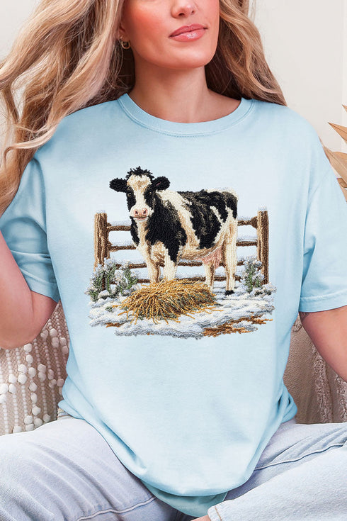 Faux Yarn Moo In The Snow Comfort Colors Adult Ring-Spun Cotton Tee