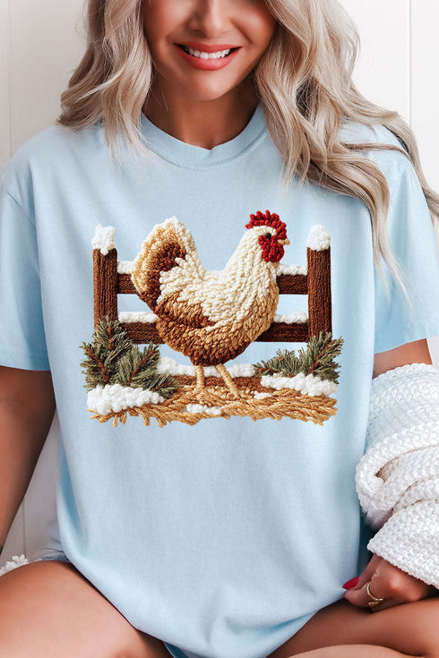 Faux Yarn Winter Chicken Comfort Colors Adult Ring-Spun Cotton Tee