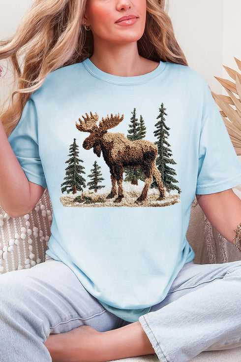 Faux Yarn Winter Moose Comfort Colors Adult Ring-Spun Cotton Tee