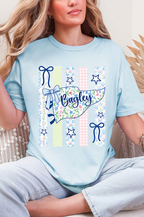 Personalized Floral Pennant Banner Comfort Colors Adult Ring-Spun Cotton Tee