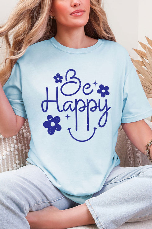 Flower Be Happy Comfort Colors Adult Ring-Spun Cotton Tee