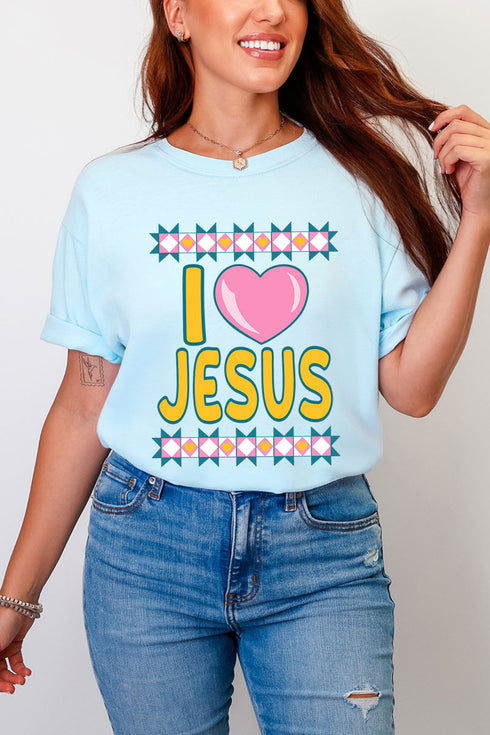Folk Faith: I Love Jesus Comfort Colors Adult Ring-Spun Cotton Tee