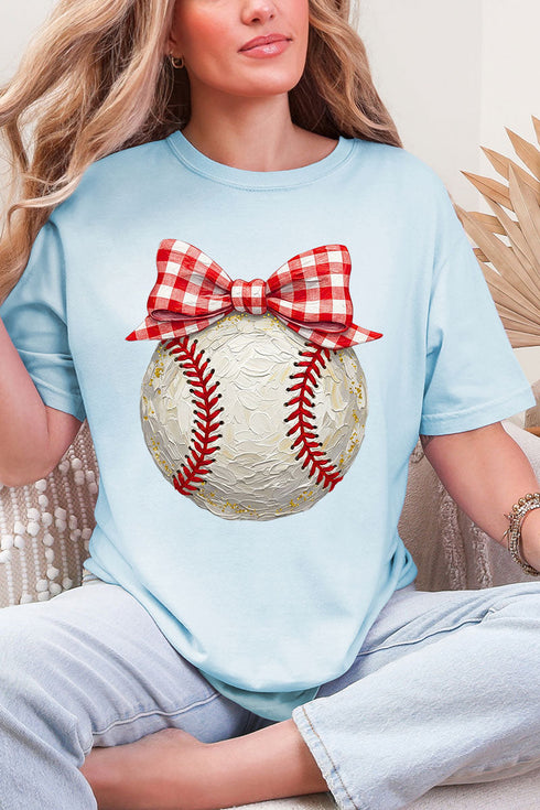 Painted Baseball Bow Comfort Colors Adult Ring-Spun Cotton Tee