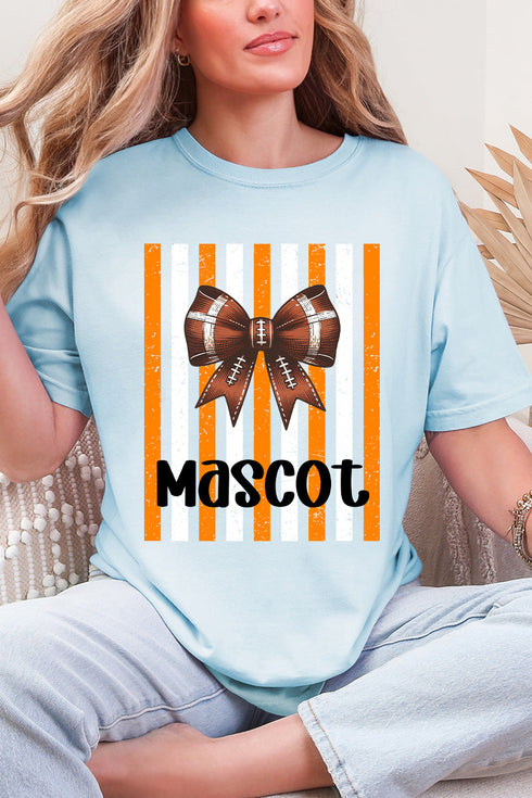 Personalized Fiery Orange & White Varsity Bow Comfort Colors Adult Ring-Spun Cotton Tee *Enter Mascot Name