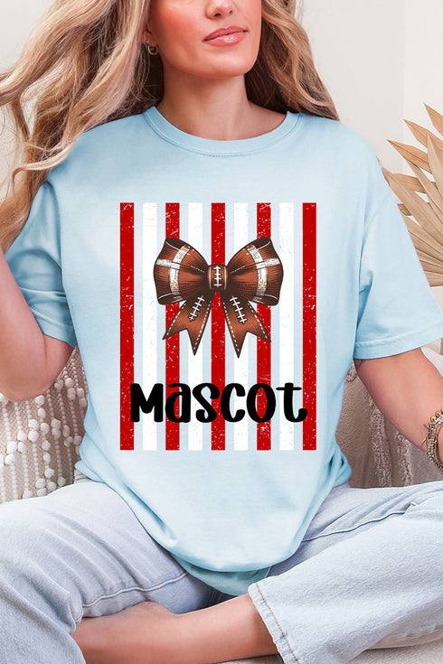 Personalized Red & White Varsity Bow Comfort Colors Adult Ring-Spun Cotton Tee *Enter Mascot Name