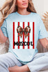 Personalized Red & White Varsity Bow Comfort Colors Adult Ring-Spun Cotton Tee *Enter Mascot Name
