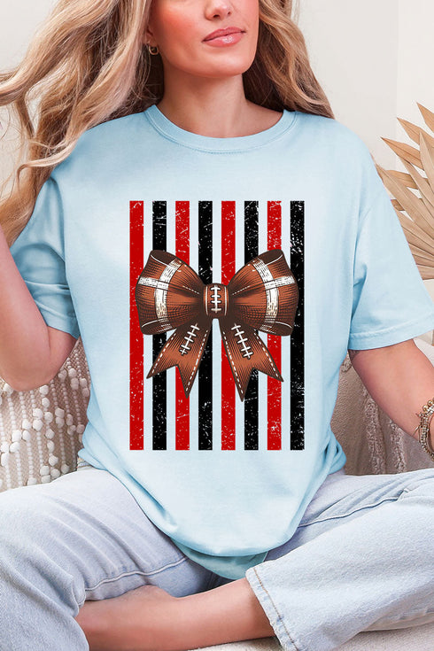 Red & Black Varsity Bow Comfort Colors Adult Ring-Spun Cotton Tee