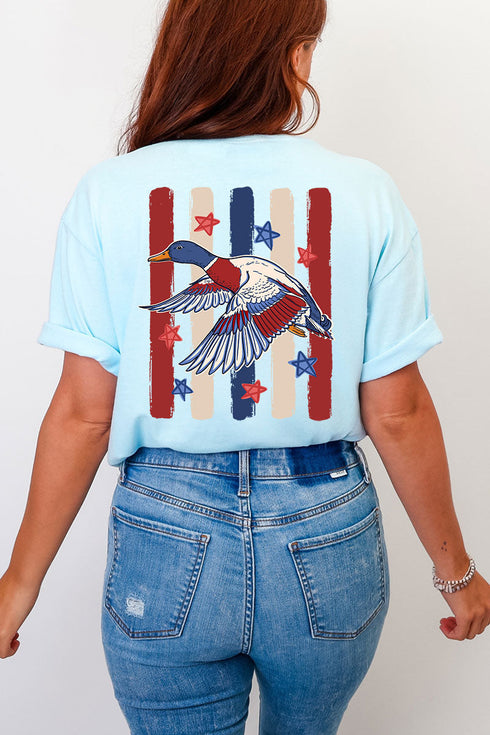 Red, White & Quack Front & Back Comfort Colors Adult Ring-Spun Cotton Tee