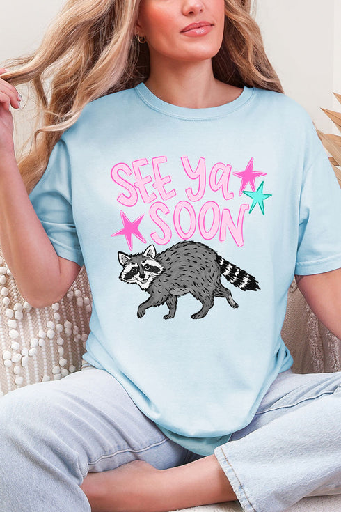 See You Soon Raccoon Full Front & Back Design Comfort Colors Adult Ring-Spun Cotton Tee