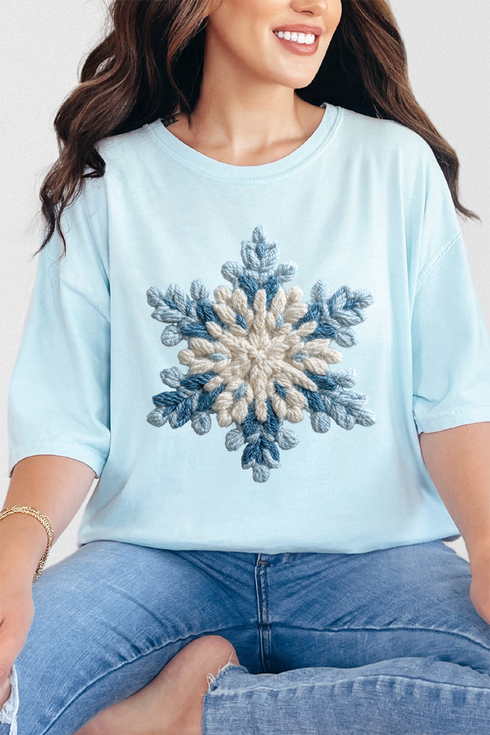 Faux Yarn Snow Day Snowflake Comfort Colors Adult Ring-Spun Cotton Tee