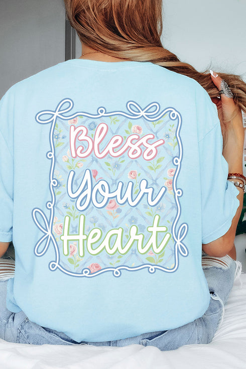 Spring Coquette Bless Your Heart Front & Back Comfort Colors Adult Ring-Spun Cotton Tee